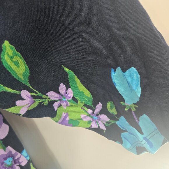 Quacker Factory By Jeanne Bice Navy Floral Beaded 3/4 100% Cotton T-Shirt 1x - Picture 8 of 11